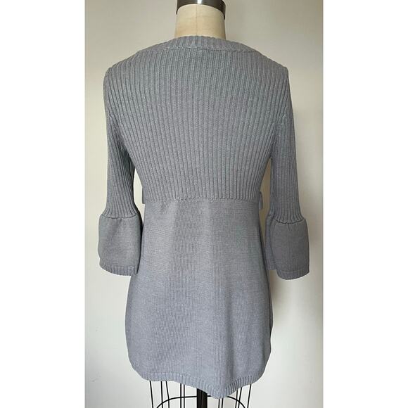 One A Gray Bell Sleeve Tunic Sweater Retro Boho Twee Coquette Cotton Blend L $45 - Picture 7 of 12